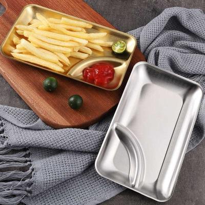 China Japanese and Korean Subdivided Stainless Steel Dish Subdividing Dipping Sauce Food Dish Snack Sauce Dish for sale