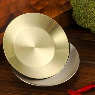 China Sustainable High Quality Wholesale Metal Round Dinner Dish Wedding Stainless Steel Seasoning Dish for sale