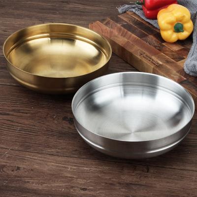 China Sustainable Korean Style Stainless Steel Ramen Soup Bowl Insulated Large Fruit Salad Metal Serving Bowl for sale