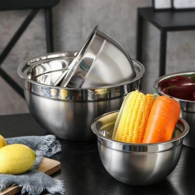 China Sustainable Stainless Steel Baking Prep Mix Non Slip Silicone Nesting Metal Bottom Mixing Bowl for sale