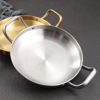 China Household Viable Hot Selling Pan Seafood Korean Binaural Casserole Cooking Steel Pot for sale