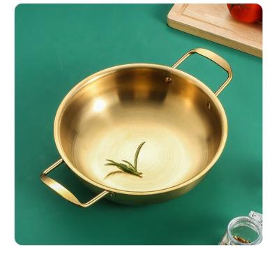 China High End Korean Army Household Small Stainless Steel Wires Alcohol Stove Viable Thickened Gold Hot Pot for sale