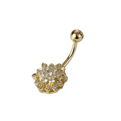 China Crystal Zircon Navel Ring Manufacturers direct sales sparkle button belly button navel gold ring petal new FASHIONABLE navel nail for sale