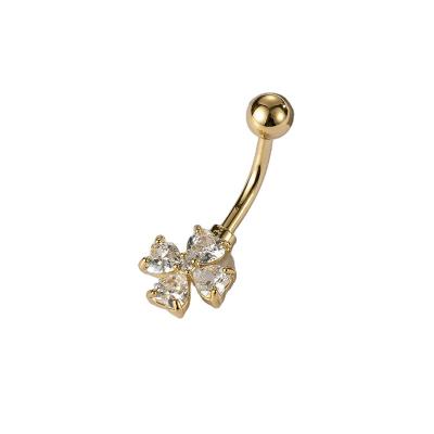 China TRENDY Gold and Silver Two Tone Belly Button Ring Body Piercing Jewelry Stainless Steel Bow CZ Belly Chain for sale