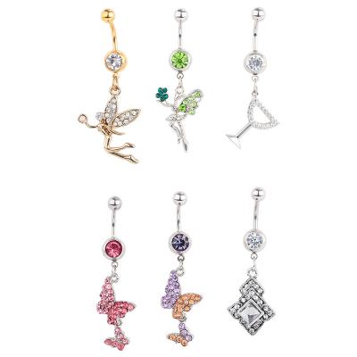 China FASHIONABLE Fashion Perfect Golden Navel Pendant Belly Button Piercing Crystal Jewelry Belly Button Piercing Rings Unisex for sale