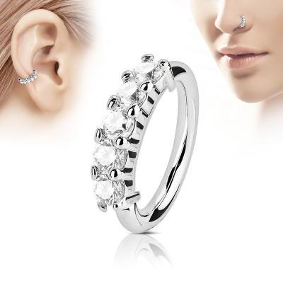 China Vintage Fashion Jewelry Thermal Exquisite Zircon Nose Ring Silver O-Shaped Nose Studs Zircon Stud Earrings for sale