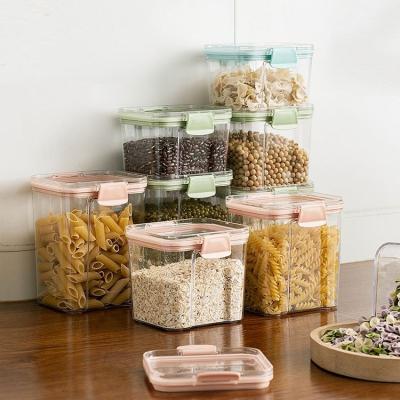 China Freshness Preservation airtight clear plastic food storage jar container set with lid for sale