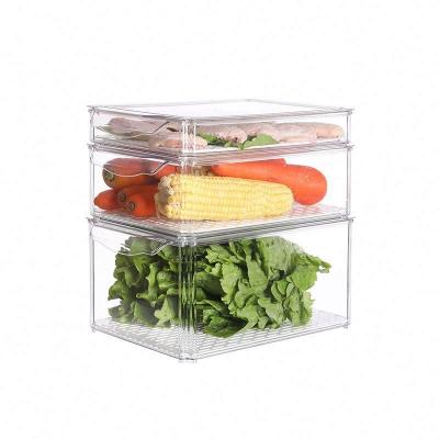 China Freshness Preservation Household Plastic Food Storage Basket With Handles For Kitchen Countertops Cabinets Freezer Bedrooms Bathrooms for sale