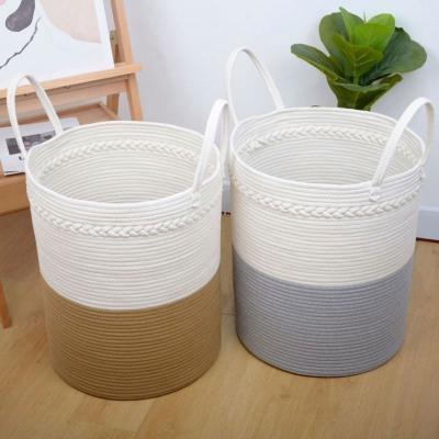 China Sustainable Top Sale Guaranteed Quality Cotton Rope Woven Storage Basket for sale