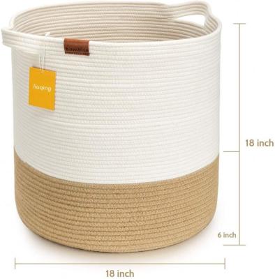 China Sustainable 2022 Custom High Quality Foldable Environmental Protection Non Irritating Cotton Rope Woven Storage Laundry Basket for sale