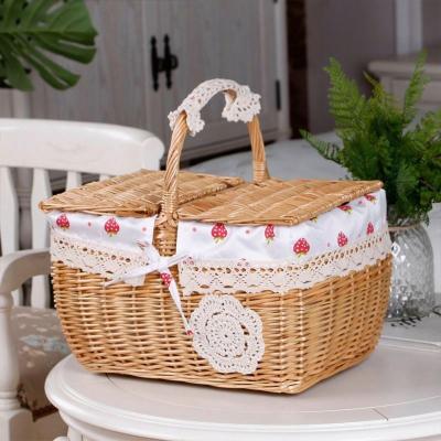 China Sustainable Chinese Supplier Plastic Small Woven Rattan Willow Basket For Picnic for sale