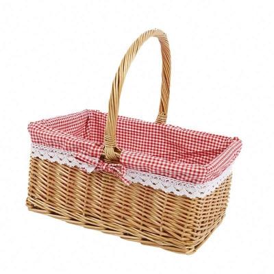 China Sustainable Handmade Fabric Canvas  Wicker  For 2 Person Mini With Cooler Bag Picnic Basket for sale