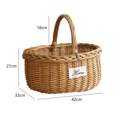 China Sustainable Factory Custom Woven Oem Good Quality Handwoven Willow Empty Storage Weave Wicker Picnic Basket for sale