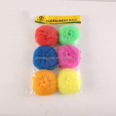 China 6pcs 6G Kitchen Sustainable Washing Mesh Plastic Cleaning Ball for sale