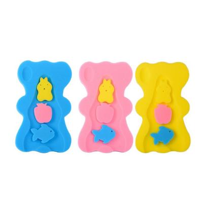 China All Natural Cute Lovely Anti-slip Safety Newborn Infant Baby Bath Support Sponge Mat Pad + 3 Sponges Toy for sale