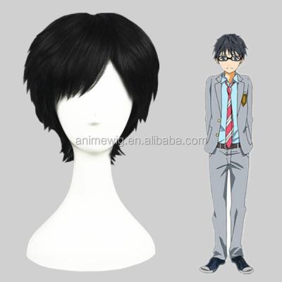 China Black 30cm Short High Quality Straight Shigatsu Wigs With A Kimi no USO Arima Kousei Synthetic Anime Cosplay Wig for sale