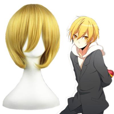 China Butler Belphegor 32CM Straight Black Short Men's Blonde Wig Male Cosplay Wig for sale