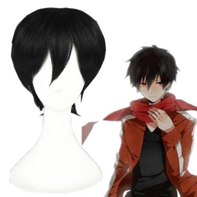 China Straight 32cm Kagerou Project Kisaragi Shintaro Anime Cosplay Short Black Male Wigs For Boys for sale