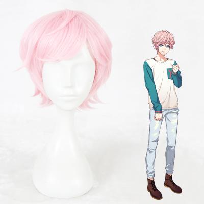 China A3 Sakisaka Muku Cosplay Wig 35cm Anime Cosplay Hair Short Straight Pink Synthetic Wig For Man 336G for sale