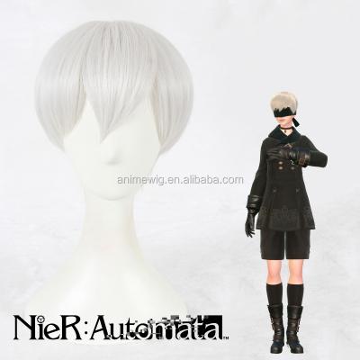 China Straight 30cm Gray Cosplay Wig Silvery Short NieR: Automata Cosplay 9S Anime Cosplay Hair Synthetic Wig for sale