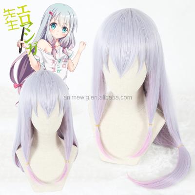 China Eromanga Sensei Purple Straight Izumi Sagiri Cosplay Wig Anime Cosplay Hair Mix Wig 75cm Long for sale