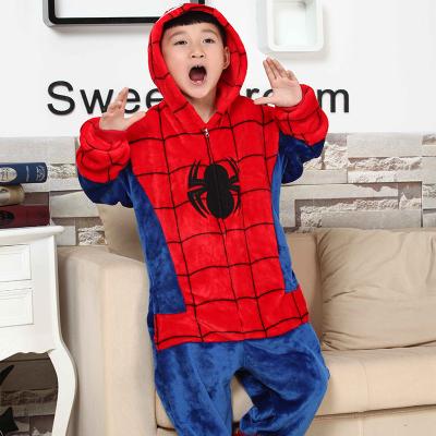 China Breathable High Quality Cotton Flannel Unisex Children Cartoon Hero Spiderman Onesie Onesie Sleepwear Pajamas for sale