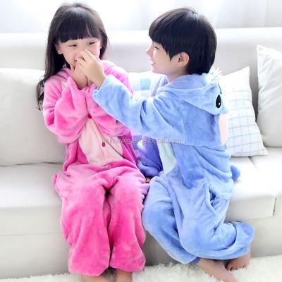 China Kigurumi Stitch Cartoon Winter Halloween Onesie Sleepwear Costume Cosplay Pajamas Kids Unisex Animal Footed High Quality Breathable Flannel for sale