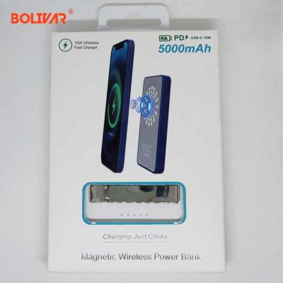 China 5000mah portable charging dock mobile phone charging support usb c fast magnetic wireless power bank charging charger for sale