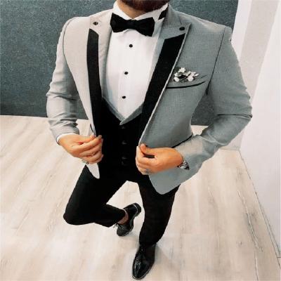 China 2020 Anti-wrinkle hot sale color design gray mens wedding suit high quality woolen cloth mens suit tuxedo for sale