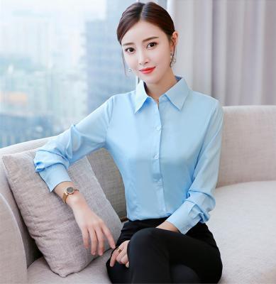 China Breathable Long Sleeve Office Shirt For Women Push Up Collar Sleeve Female Blouse Shirts Ladies White And Blous Tops Soft Winter for sale