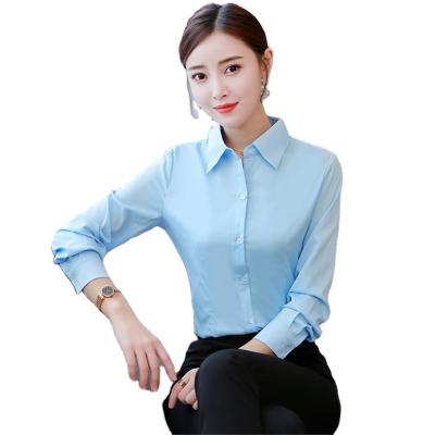 China Breathable Long Sleeve Office Shirt For Women Push Up Collar Sleeve Female Blouse Shirts Ladies White And Blous Tops Soft Winter for sale