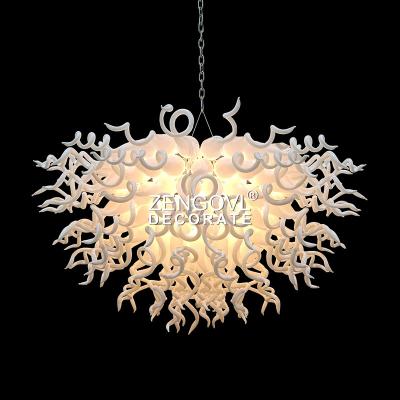 China Traditional White Handblown Island Glass Kitchen Living Room Chandelier Solid Glass Light Fixture, Italian Style Glass Chandelier for sale