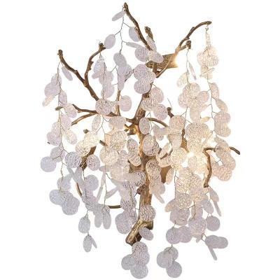 China Traditional French Luxury Crystal American Retro Wall Lamp Living Room Dining Room Art Bedroom Copper Silver Branch Crystal Wall Lamp for sale