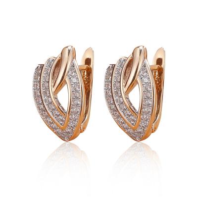 China TRENDY Huggie Earrings With Saudi Small Rose Gold Gift White Zircon Designs Jewelry Patterns Party Trendy For Woman for sale