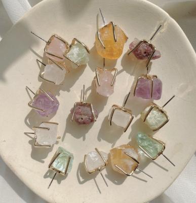 China Other RTS In Stock Raw Simple Design Colorful Crystal Earrings Jewelry Stud In Stock for sale