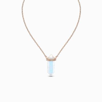 China INS Environmental Friendly Fashion Milliedition Moonstone 925 Sliver Minimalist White Gold Plated Necklace for sale