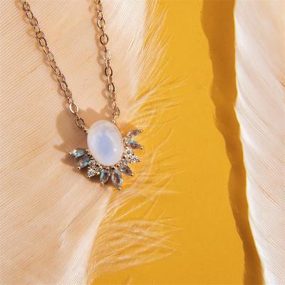 China Milli Factory Low Environmental Friendly Price RTS 18ct Rose Gold Plated Crystal Opal Necklace Gemstone Choker Pendant Jewelry For Girls for sale