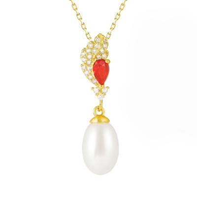 China BOHEMIA Factory Supply Discount Price Hot Selling Luxury Women Jewelry Leaves Pearl Diamond Pendant With Chain for sale