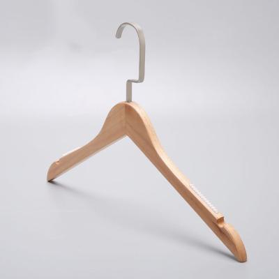 China Durable and fashionable in stock luxury cheap natural color wood / black men or women wood hangers for sale