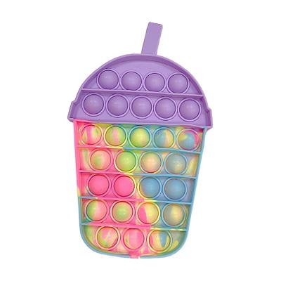 China Developmental Relaxation Noise Intellectual Toy Fingers Hands Tools For Kids Push Bubble Toys Antistress Silicone Milk Tea Cup Bubble Toys for sale