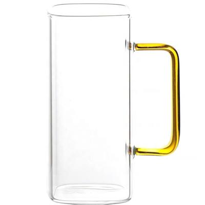 China Factory Viable New Product China Glass Mug With Color Handle for sale