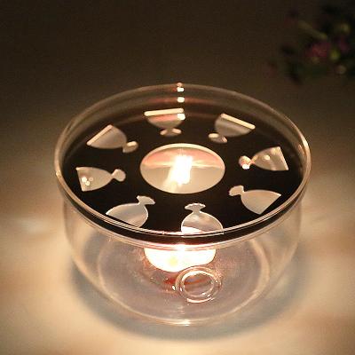 China Sustainable Heat Resistant Glass Tea Warmer Candle Glass Heater With Glass Jar for sale