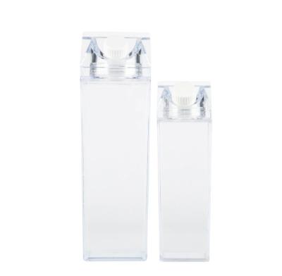 China Hot Sale Food Square Shape 500ml 1000ml Plastic Acrylic Bottle For Milk Juice for sale