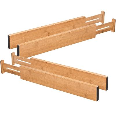 China Eco-Friendly New Arrival Retractable Bamboo Drawer Divider Drawer Storage Board Organization Tool for sale