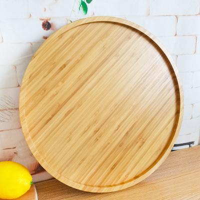 China Kitchen Bathroom Storage Tray 35cm Bamboo Stocked Log Tray For Bath Laundry Pot for sale