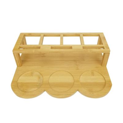 China Kitchen Stocked Bamboo Spice Rack For Oil Bottles Glass Jar Set for sale