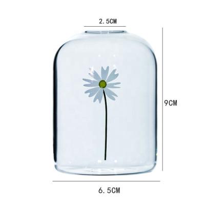 China Nordic style minimalist elegant printing transparent INS glass vases for flowers for sale