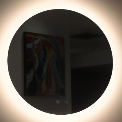 China 2022 New Arrival Customized Fashionable Frameless Illuminated Backlit Led Mirror Round Anti Fog Lighted Bathroom Wall MF346 for sale