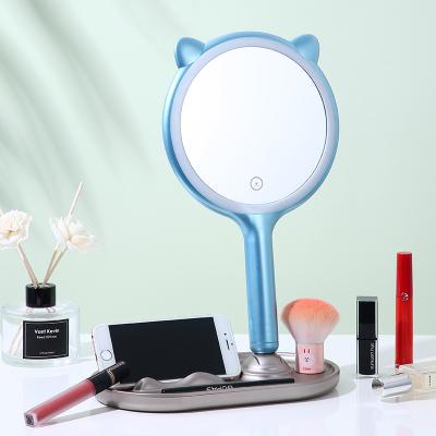 China Creative Lighted LED Beauty Mirror Can Carry Light To Fill Light Beauty Mirror Folding Tray Makeup Mirror for sale