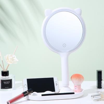 China New Arrival LED Lighted Beauty Mirror Can Carry Light To Fill Light Beauty Mirror Folding Tray Makeup Mirror for sale